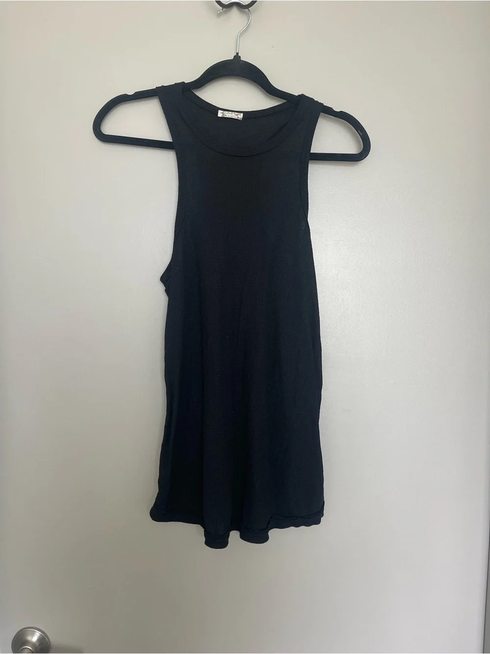 Free People Black Ribbed Scoop Neck Tank